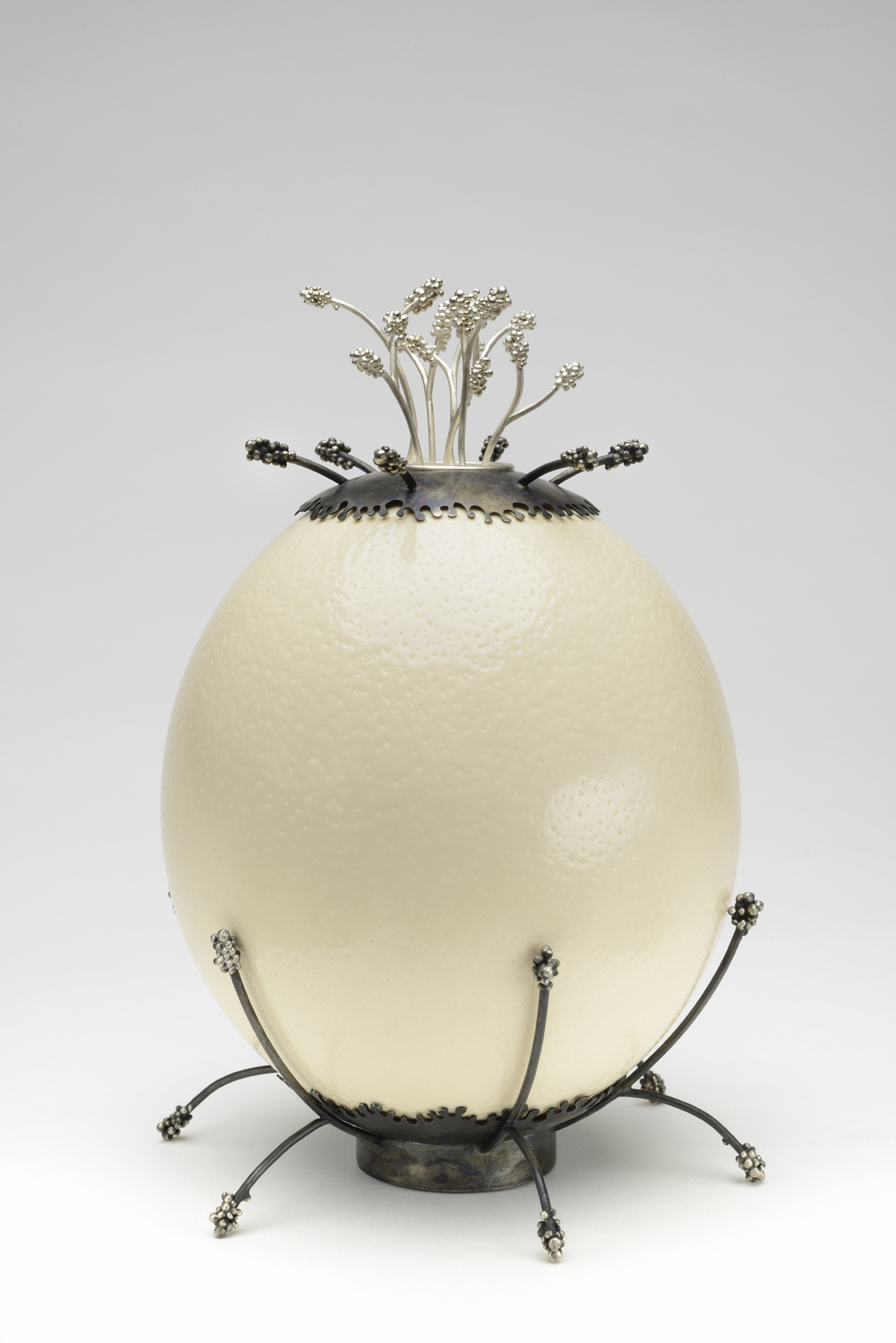 WAITING FOR SPRING III sculpture oeuf d autruche argent maillechort 2012 Patricia Lemaire photo Ecliptique056