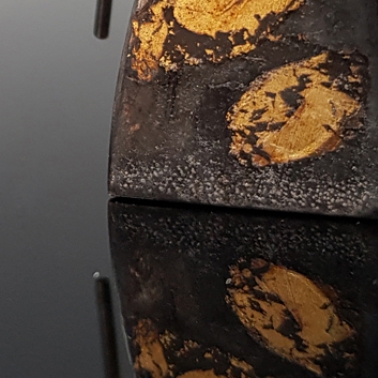 rcdtBERLINGOTS NOIRS ET OR 2018 boucles d oreilles argent925 feuille d or 24cts PatriciaLemaire 13wp