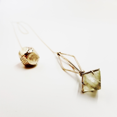 ROCK AND ROLL FLUO 2018 sautoir cravatte argent925 fluorite cubique Patricia Lemaire 14378