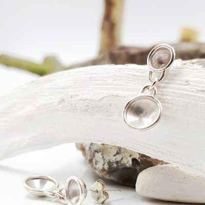 COSSES DOUBLES boucles d oreilles GM ST19050 argent925 poli satine LemairePatricia 28x1cmret