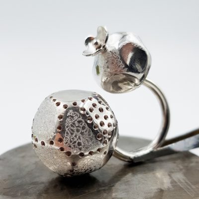 ROCK ET FLEUR bague double ST20122 argent925 poli guilloche PatriciaLemaire T55