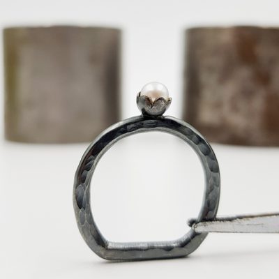 ROCK N PEARL bague ST20074 argent925 patine 1perle PatriciaLemaire T58
