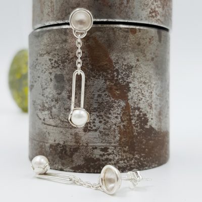 ROCK N PEARL boucles d oreilles ST20066 argent925 perles d eau douce PatriciaLemaire long3 5X0 5cm
